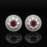 Modern Gem Ruby and Diamond 18Kt White Gold Earrings