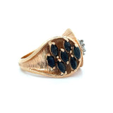 Modern 1960's Diamond and Sapphire 14kt Yellow Gold Ring