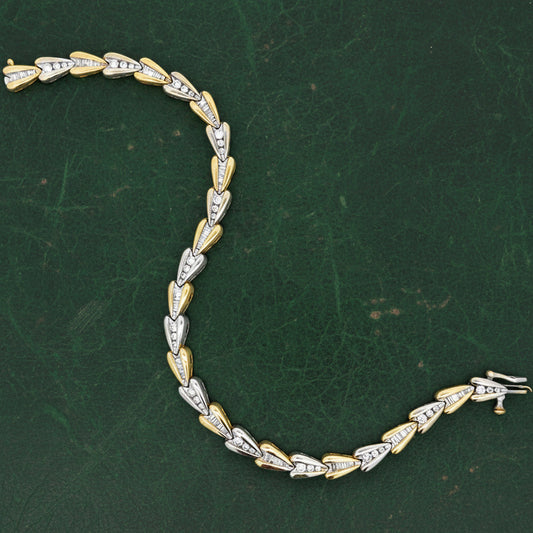 Modern Two Tone Diamond 14Kt Bracelet