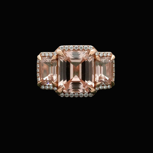 Modern 7.52cttw Morganite and Diamond 18kt Rose Gold Ring