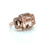 Modern 7.52cttw Morganite and Diamond 18kt Rose Gold Ring