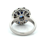 Modern Designer Fine 2.59cttw Sapphire, Diamond, Pearl 18Kt White Gold Ring