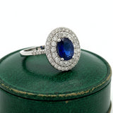Modern Fine Sapphire and Diamond 14Kt White Gold Ring