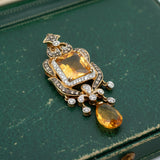 Modern Citrine and Diamond 14kt Yellow Gold Pendant