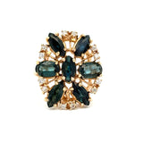 Modern Blue Sapphire And Diamond 14kt Yellow Gold Cluster Ring