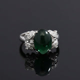 Modern Jade & Diamond 14K White Gold Ring