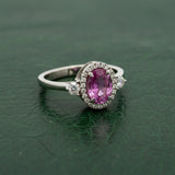 Modern Pink Sapphire and Diamond 18Kt White Gold Ring