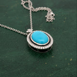 Modern Diamond, Turquoise & Black Enamel 14Kt White Gold Necklace