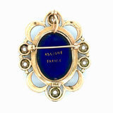 Mid Century French Limoge Portrait " Asciore France" Enamel, Cultured Pearl Pendant/Brooch, Earring Set