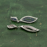 Modern Gabriel & Company Diamond & Sapphire 14Kt White Gold Necklace & Earring Set