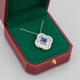 Contemporary Diamond & Sapphire Platinum & 18K White Gold Necklace