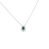 Contemporary Emerald & Diamond 14K/18K White Gold Necklace