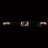Estate Designer Amethyst & Onyx 18Kt Yellow Gold Brooch