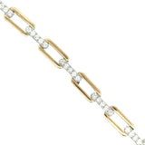 Designer Italian Paper Clip Diamond 14K White/Yellow Gold Bracelet