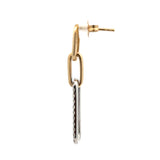 Designer Italian Paper Clip Diamond 14K White & Yellow Gold Earring
