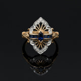 Vintage Sapphire & Diamond 14K Yellow & White Gold Ring