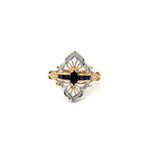 Vintage Sapphire & Diamond 14K Yellow & White Gold Ring
