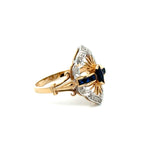 Vintage Sapphire & Diamond 14K Yellow & White Gold Ring