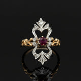 Vintage Ruby & Diamond 14K Yellow/White Gold Ring