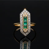Vintage Diamond & Emerald 14K White & Yellow Ring