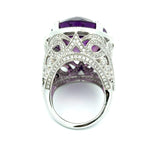 Vintage Diamond & Amethsyt 14K White Gold Ring