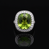 Vintage Peridot & Diamond 14K White Gold Ring