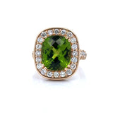 Vintage Peridot & Diamond 14K Yellow Gold Ring