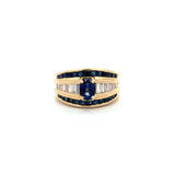 Vintage Fine Sapphire & Diamond 14K Yellow Gold Ring
