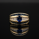 Vintage Fine Sapphire & Diamond 14K Yellow Gold Ring