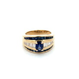 Vintage Fine Sapphire & Diamond 14K Yellow Gold Ring