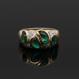 Vintage Diamond & Emerald 14K White & Yellow Ring