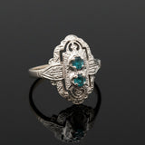 Vintage Irr. Blue Diamond 14K White Gold Ring