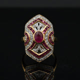 Vintage Ruby & Diamond 18k Yellow Gold Ring