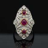 Vintage Ruby & Diamond 18k Yellow/White Gold Ring