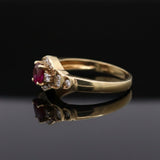 Estate Fine Ruby and Diamond 14K Yellow Gold Ring