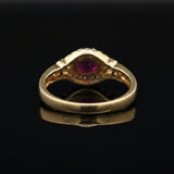 Estate Fine Ruby and Diamond 14K Yellow Gold Ring