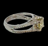 Estate Designer Verragio 1.21 ct Natural Fancy Yellow (GIA) Diamond 18K White Gold Ring 14738
