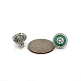 Art Deco Reproduction Aristocrat 1.02 cttw Emerald and Diamond Earrings (Center CZ) 11607