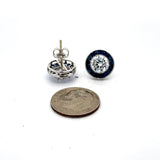 Art Deco Reproduction Aristocrat 1.93 ctw French Cut Sapphire Diamond 18K White Gold Earrings