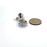 Art Deco Reproduction Aristocrat 1.93 ctw French Cut Sapphire Diamond 18K White Gold Earrings