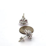 Ruby Earrings 18K White Gold Earrings (Center CZ)