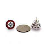 Ruby Earrings 18K White Gold Earrings (Center CZ)