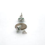 Emerald Earrings 18K White Gold (Center CZ)