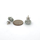 Emerald Earrings 18K White Gold (Center CZ)