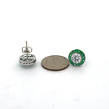 Emerald Earrings 18K White Gold (Center CZ)