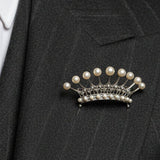 Designer Mikimoto Cultured Pearl and Platinum Crown Brooch