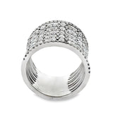 Multi Row Diamond 18K White Gold Ring