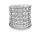 Multi Row Diamond 18K White Gold Ring