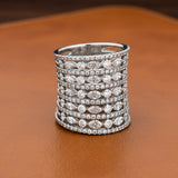 Multi Row Diamond 18K White Gold Ring
