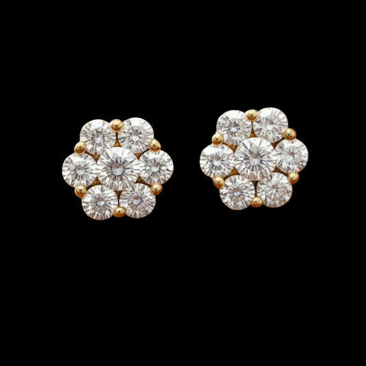 Maya Lianna .75 ctw Diamond and 14K Yellow Gold Cluster Earrings